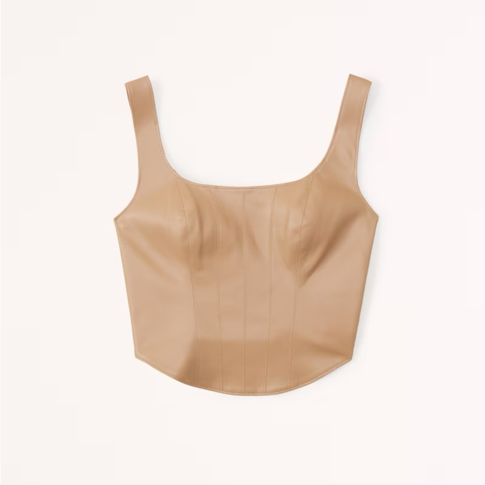 Abercrombie & Fitch Vegan Leather Faux Corset Crop Top